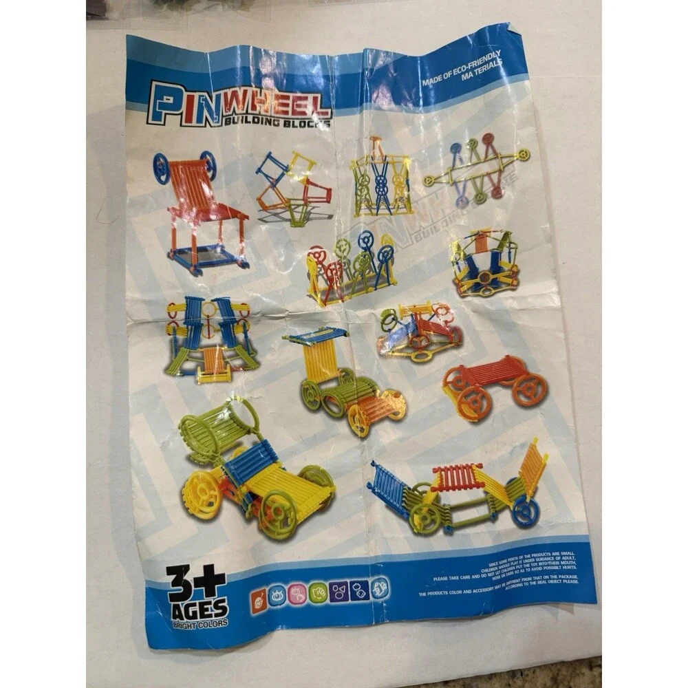 STEM Building Toys Educational‎ Learning PINWHEEL BUILDING BLOCKS BRIGHT COLORS